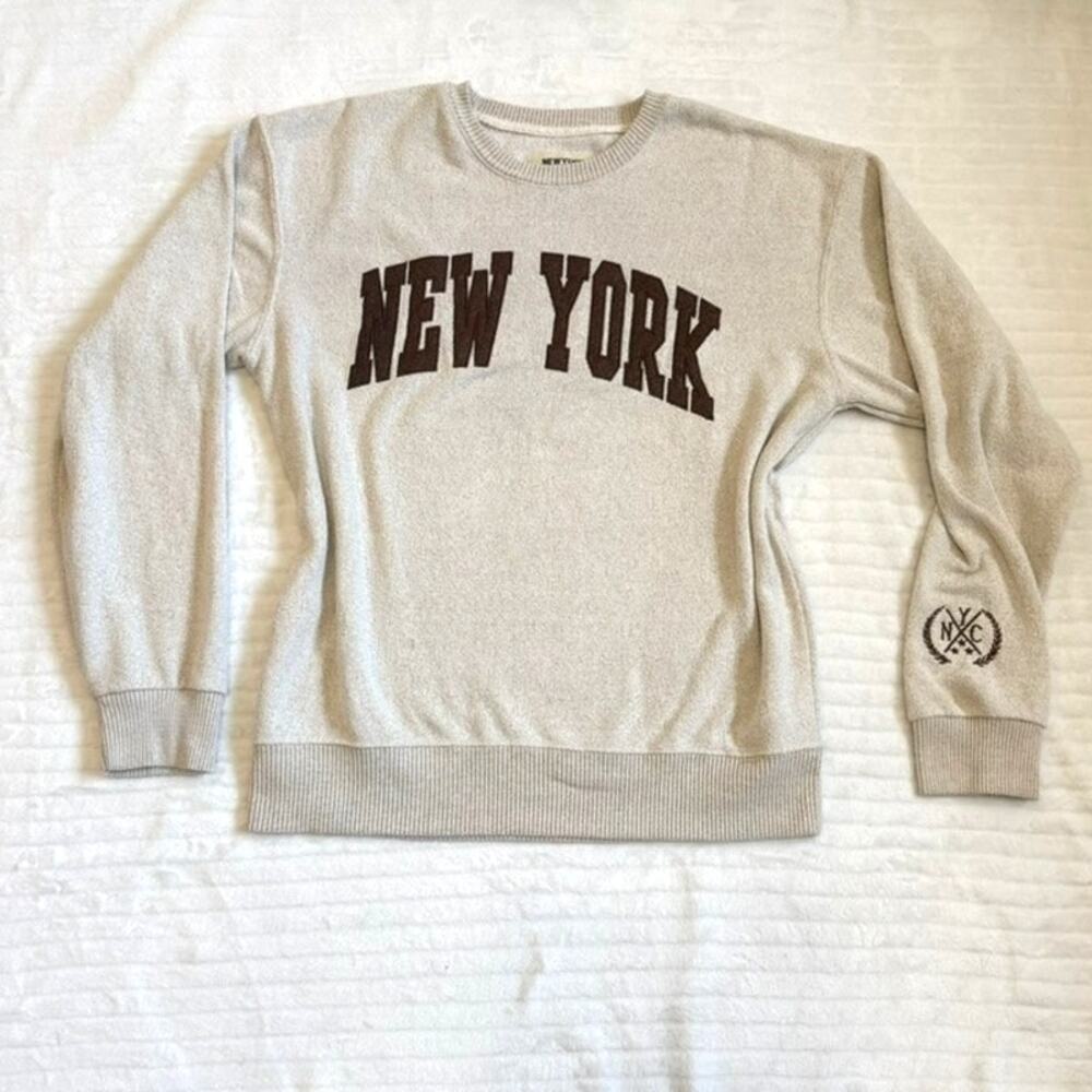 New York Popular Oatmeal Cream Crewneck Sweatshirt XL